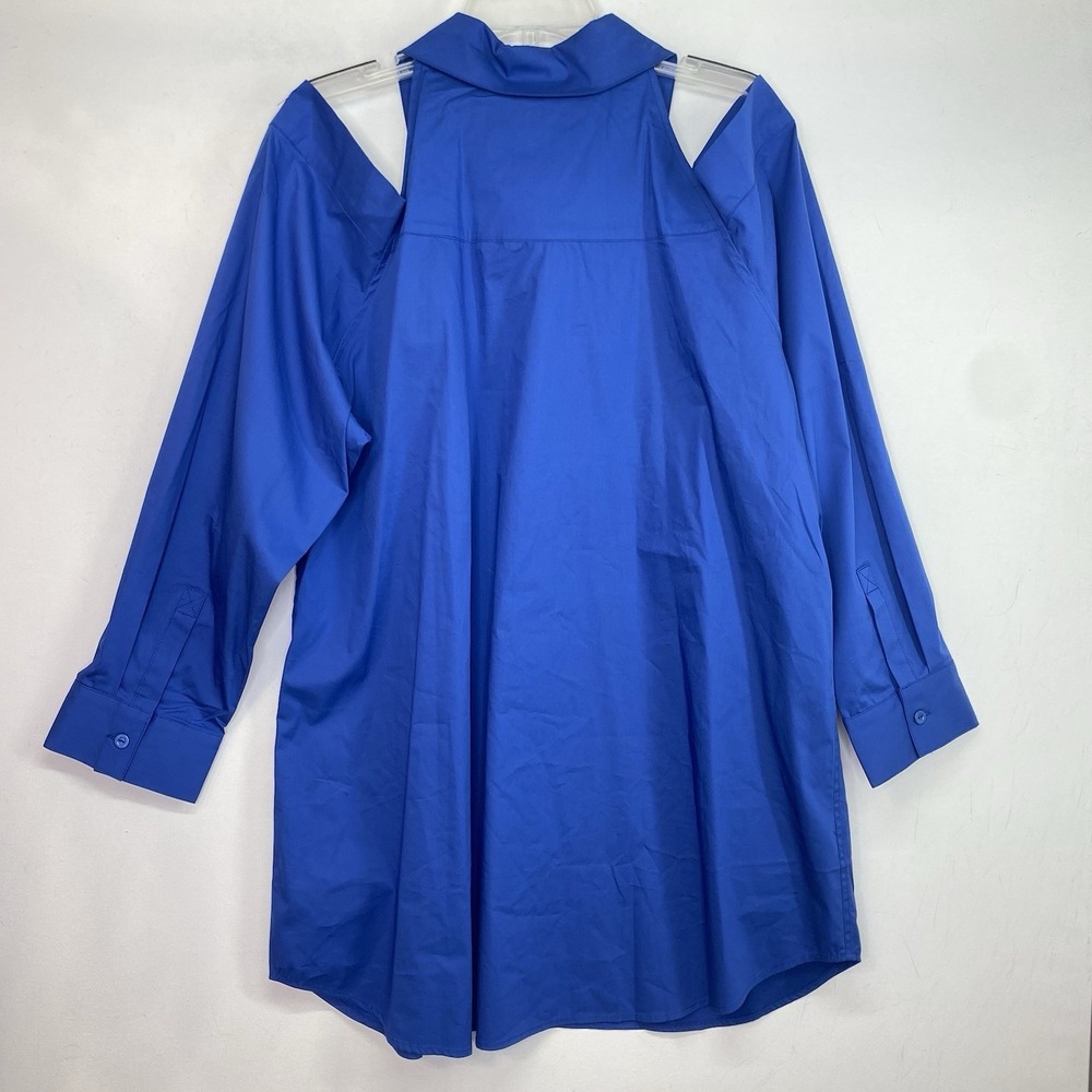 Soft Surroundings Tunic Shirt 2X Royal Blue Cold Shoulder Long Sleeve Cotton - Picture 3 of 8